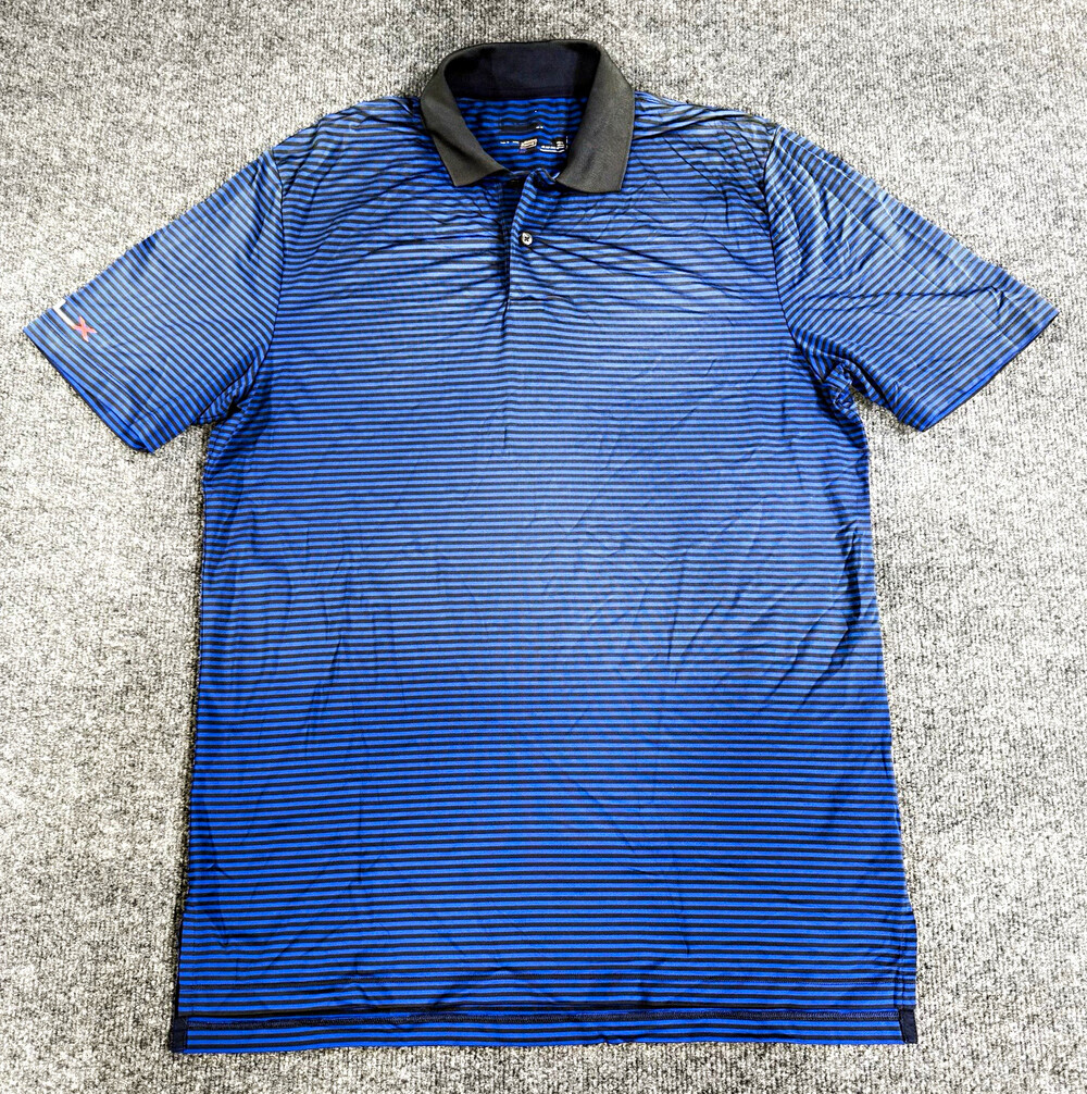 Puma Golf Mens Striped Polo Size L (Tag Illegible, See Measurements) Blue Black